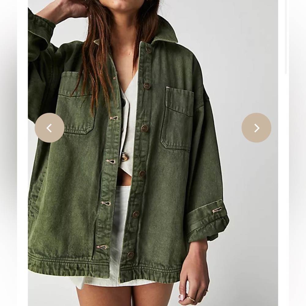 Free People Olive Green Oversized Jacket